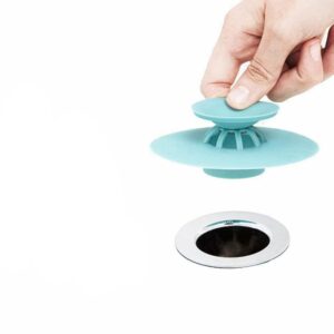2-in-1 Silicone Sink Stopper & Hair Catcher | Drain Plug Sealer for Kitchen & Bathroom | Water Stopper for Bathtub, Shower, Wash Basin, and Floor Drains (Pack of - 2)