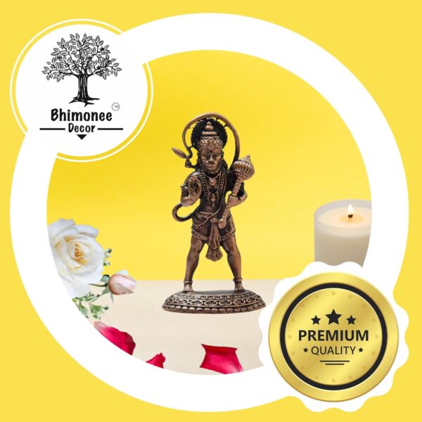 2.75-Inch Handmade Copper Hanuman Idol with Patina Antique Finish