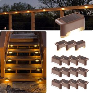 2024 New Evening Solar Step Lights Waterproof LED Solar Power 2024 New Evening Solar Step Lights Waterproof LED Solar Power Outdoor Fence Light for Deck Stair Railing, Outside Lighting for Wall Garden Backyard Patio Balcony Decor (White) (12)