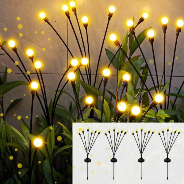2024 New Upgraded Solar Garden Lights Outdoor Waterproof, Firefly Lights 2024 New Upgraded Solar Garden Lights Outdoor Waterproof, Firefly Lights Outdoor, Swaying When Wind Blows,Garden Lights Outdoor Decorations for Yard Patio Pathway/ Warm White (pack 6, 6 led bulb)