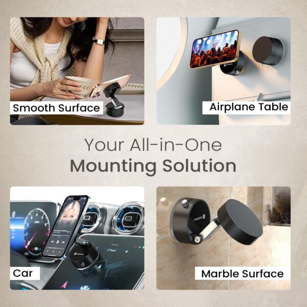 2026 New Vacuum Magnetic Suction Phone Holder, Magnetic Suction Phone 2026 New Vacuum Magnetic Suction Phone Holder, Magnetic Suction Phone Mount, Foldable and Retractable Double-Sided Phone Holder, Adjustable Strong Car Mount (Black)
