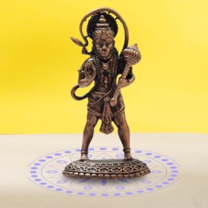 2.75-Inch Handmade Copper Hanuman Idol with Patina Antique Finish