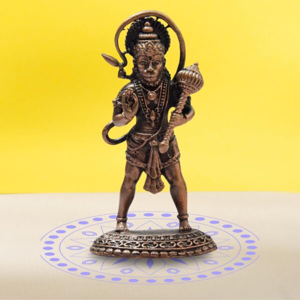 2.75-Inch Handmade Copper Hanuman Idol with Patina Antique Finish