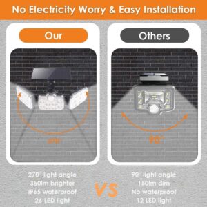 3 Mode Light for Garden, Outdoor Solar Light, Solar Light with Motion Sensor, Waterproof 138 Led Outdoor Solar Floodlight