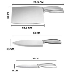 3 PCS Stainless Steel Kitchen Knife Set with Ergonomic Handle 3 PCS Stainless Steel Kitchen Knife Set with Ergonomic Handle Sharp & Durable for Cutting, Slicing & Chopping