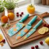 3-Piece Professional Kitchen Knife Set - High Carbon Stainless Steel 3-Piece Professional Kitchen Knife Set - High Carbon Stainless Steel Chef & Meat Knives - Ergonomic Non-Slip Handle - Manual Sharpening Forged Cutlery for Home and Restaurant (Blue)