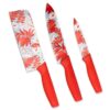 3 Piece Stainless Steel Kitchen Knife Set Red Decorative Printed 3 Piece Stainless Steel Kitchen Knife Set Red Decorative Printed Floral Pattern Knives for Slicing Vegetables Fruits Meat and Dry Fruits Multipurpose Sharp Edge Blades-Red