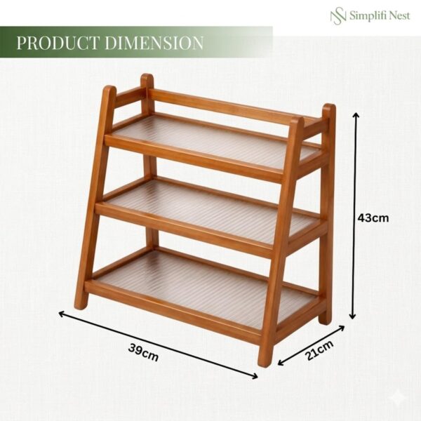 3-Tier Bamboo & Fiber Countertop Rack | Multi-Purpose Slanted Display Shelf