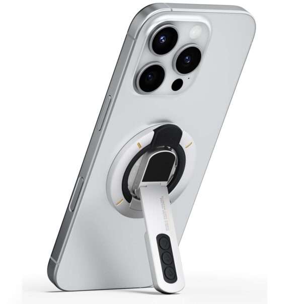 3 in 1 Magnetic Finger Ring Holder with Double-Sided Magnet, Phone Grip Stand, Fidget Toy Design, 360° Rotation, Magnetic Phone Stand Compatible with iPhone 17/16/15/14/13/12 (White)