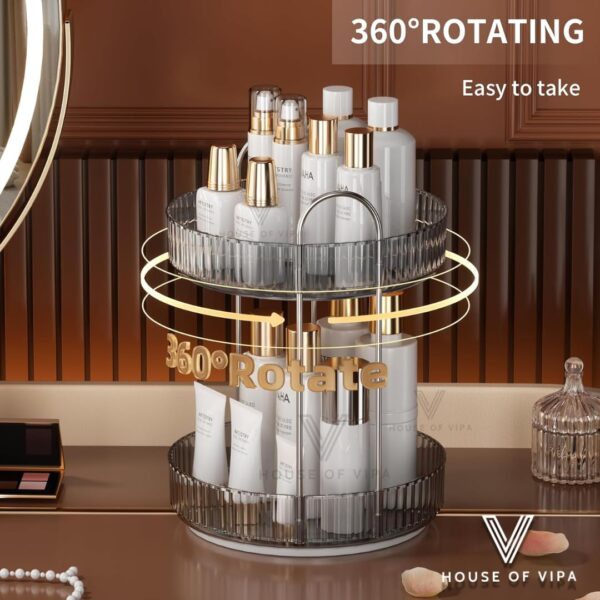 360°-Rotating-Makeup-Organizer-Box-Cosmetic-Storage-with-Drawers-Plastic-Makeup-Holder-Stand-for-Dressing-Table-Lipsticks-Nail-Polishes-Accessories-Light-Gray-2-Layer.jpg 360° Rotating Makeup Organizer Box - Cosmetic Storage with Drawers, Plastic Makeup Holder Stand for Dressing Table, Lipsticks, Nail Polishes & Accessories (Light Gray, 2 Layer)