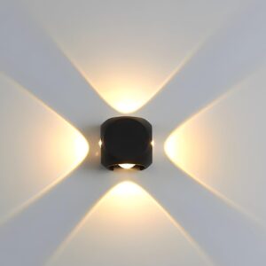 4 Way Oval Up Down LED Outdoor Waterproof IP65 Exterior 4 Way Oval Up Down LED Outdoor Waterproof IP65 Exterior Wall Step Light Fixture Lamp (Warm White, Black Body) 8 Watts,Aluminium
