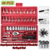 46 in 1 Pcs Tool Kit and Screwdriver and Socket Set Multi Purpose Tool Case Essential DIY Repair Tool Set for Home and Office (Multicolor)
