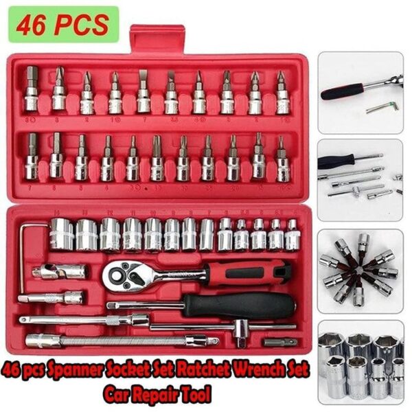 46 in 1 Pcs Tool Kit and Screwdriver and Socket Set Multi Purpose Tool Case Essential DIY Repair Tool Set for Home and Office (Multicolor)