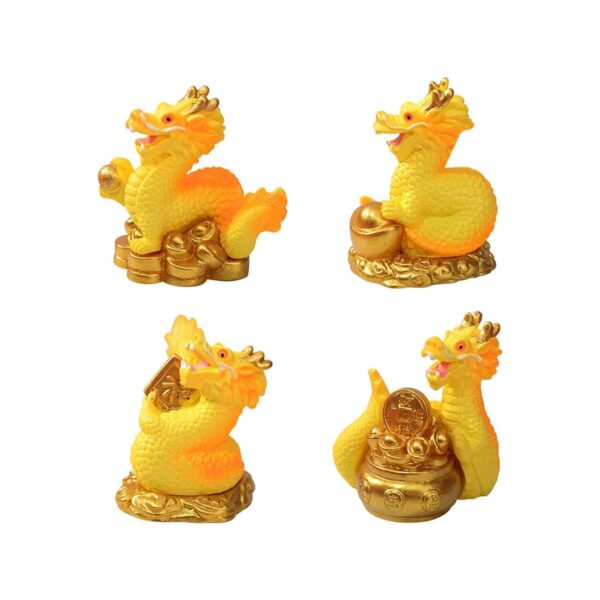 4xMini Dragon Statue Chinese New Year Decor Office Ornament Miniature Figurine Style D 3.3x4.1cm