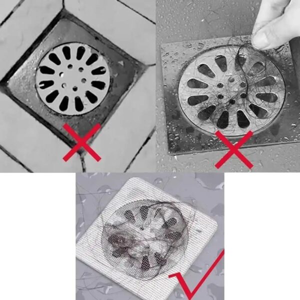 5 PCS Peel & Stick Drain Mesh Stickers – Disposable Sink & Bathroom Drain Filter, Adhesive Hair Catcher Drain Cover, Kitchen Sink Mesh Sticker