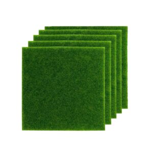 5 Pcs Artificial Grass for Decoration, Green Grass Mat for 5 Pcs Artificial Grass for Decoration, Green Grass Mat for DIY Fairy Garden, Miniature Garden Decorations, Dollhouse Decoration, Indoor/Outdoor Miniature Gardening