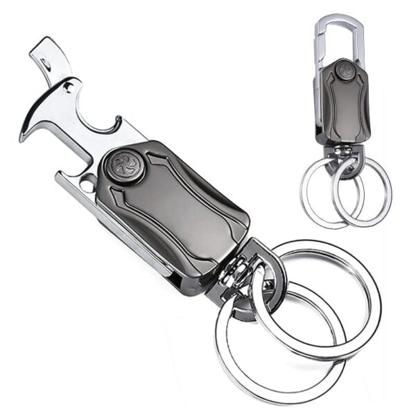 5-in-1 Multi-Functional Keychain for Men & Women – 360° Rotating 5-in-1 Multi-Functional Keychain for Men & Women – 360° Rotating Carabiner with Bottle Opener, Phone Holder, Spinner – Durable Zinc Alloy Clip Keyring for Bike, Car, Backpack – Pack of 1