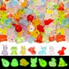 50 Pcs Miniature Toys, Garden Decoration Items Outdoor, Small Resin Animals Variety Pack Luminous Miniature Farm Ocean Figures Tiny Resin Duck to Hide Garden Aquarium Dollhouse Office Home Decor