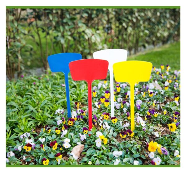 50 Pieces Plant Tags Name Stick with Long Spike, Inclined Writing Surface for Better Reading, Polypropylene Plastic, UV Stabilized, Weather Resistant (White, 40 cm)
