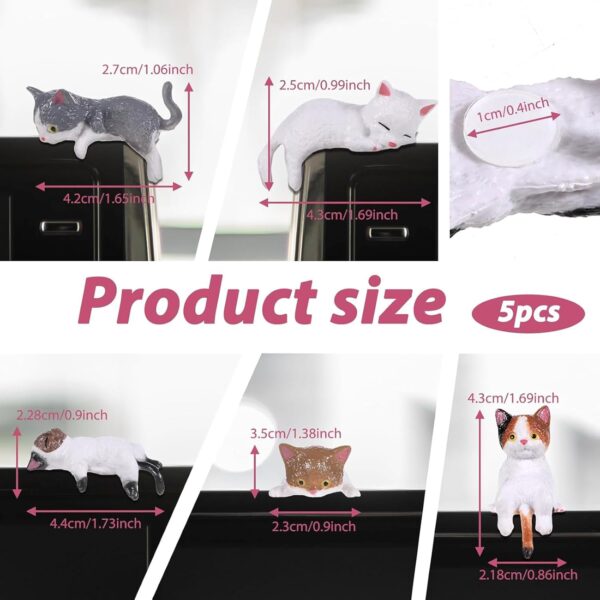 5pcs Cat Car Accessories,PVC Cat Figurine for Cars Home Garden Decor,Car Decorations Interior Dashboard Accessories (Style 2)