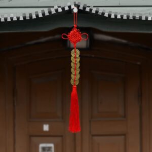6 Chinese Coin Hanging for Wealth & Growth | Feng Shui Lucky Coins for Vastu Home Decor & Wall Hanging Decoration | Brass Coin Vastu Decorative Items for Home Entrance & Housewarming Gifting