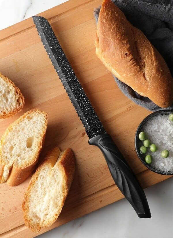 6 Piece Kitchen Knife Set Dishwasher Safe, Sharp Stainless Steel Knife Set, Kitchen Knives Sets Professional with Sheaths Rainbow Non StickIndian-Black