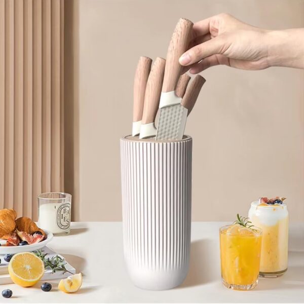 6-Piece Kitchen Knife Set for Home, Anti-Rust Non-Stick Stainless Steel Sharp Chef Knife Sets with Universal Knife Block for Kitchen, Ergonomical Design