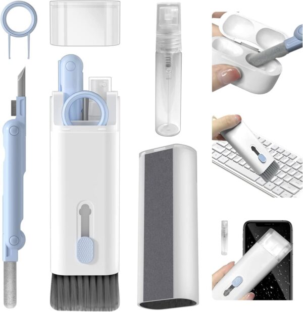 7 in 1 Electronic Cleaner kit Cleaning Kit for Monitor Keyboard MacBook iPad iPhone iPod, Screen Dust Brush Including Soft Sweep, Swipe Cleaner Pen, Key Puller and Spray Bottle