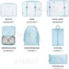 7pcs Set Travel Organizer Packing Cubes Lightweight Travel Luggage Organizers with Laundry Bag or Toiletry Bag Laundry Organiser (Blue, 7 PCS) Polyester, 20 x 10 x 5 cm