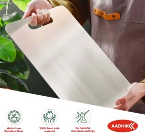 AADHIK Large Size Chopping Board Stainless Steel Metal Cutting Kitchen,Heavy Duty Choping-Board Vegetable,Fruit Cutter, Meats Vegetable Chopper Boards,Safe Durable -36 cm*25 cm