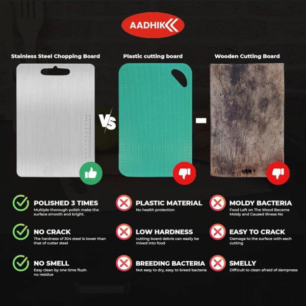 AADHIK-Large-Size-Chopping-Board-Stainless-Steel-Metal-Cutting-KitchenHeavy-Duty-Choping-Board-VegetableFruit-Cutter-Meats-Vegetable-Chopper-BoardsSafe-Durable-36-cm25-cm.jpg AADHIK Large Size Chopping Board Stainless Steel Metal Cutting Kitchen,Heavy Duty Choping-Board Vegetable,Fruit Cutter, Meats Vegetable Chopper Boards,Safe Durable -36 cm*25 cm