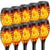 ABS 10 Pack Solar Torch with Flickering Flame, Waterproof, Solar ABS 10 Pack Solar Torch with Flickering Flame, Waterproof, Solar Powered Garden Lights, LED Flame Pathway Torches for Yard, Patio, Outside Landscape Décor