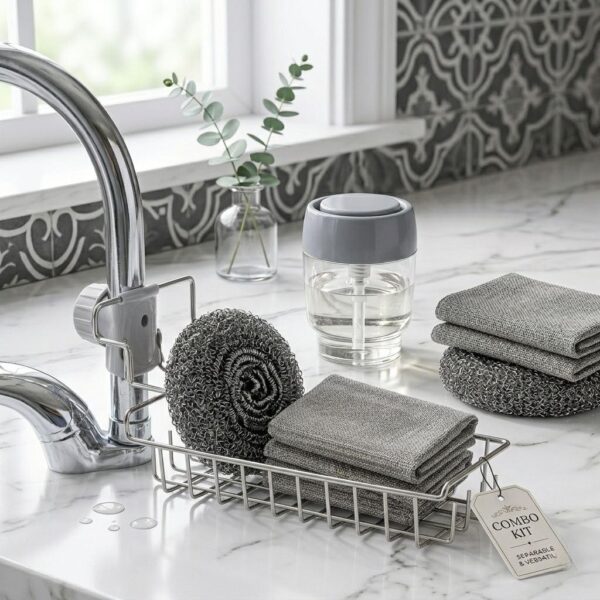 ABSTER-Stainless-Steel-Kitchen-Sink-Organizer-for-Faucet-Tap-Mounted-Sink-Rack-with-Soap-Dispenser-Holder-Rust-Proof-Sponge-Scrubber-Stand-Space-Saving-Kitchen-Sink-Storage-Shelf.jpg ABSTER Stainless Steel Kitchen Sink Organizer for Faucet | Tap Mounted Sink Rack with Soap Dispenser Holder | Rust Proof Sponge & Scrubber Stand | Space Saving Kitchen Sink Storage Shelf