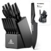 ACOQOOS-ACOQOOS Block Knife Set, Kitchen Knife Sets 14 Pieces Internal Sharpener, Chopping, Slicing, Kitchen Knives for Cube Cutting