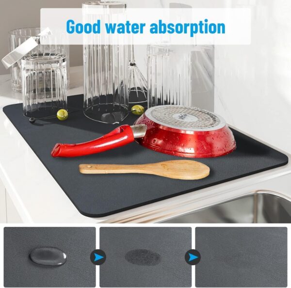 AERYS 30 x 50 cm Dish Dry Mat | Microfiber Home Drying Mat | Reversible Mat | Kitchen Absorbent Mat for Kitchen, Home, Office and Laundry | (1, 30 x 50 cm)