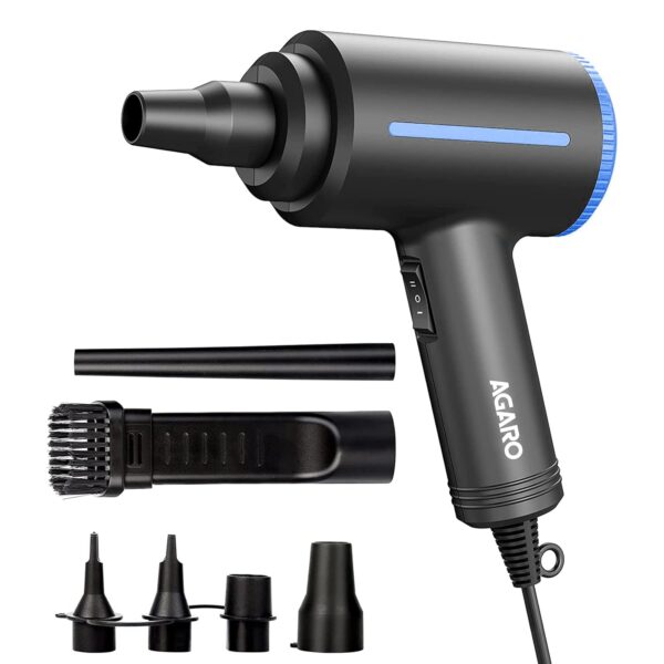 AGARO Compressed Air Duster,Air Blower, Powerful 48000 RPM, Variable Speed, Copper Motor, Air Spray/Blower for Electronics & Inflatables, Dust Cleaner for Computer, Laptop, Home, Car & Office, AD1719