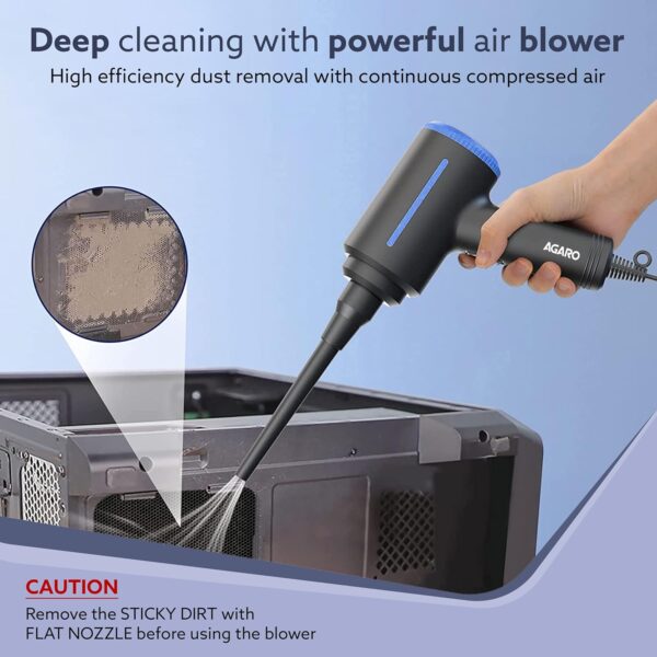 AGARO Compressed Air Duster,Air Blower, Powerful 48000 RPM, Variable Speed, Copper Motor, Air Spray/Blower for Electronics & Inflatables, Dust Cleaner for Computer, Laptop, Home, Car & Office, AD1719
