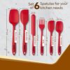 AGARO Silicone Spatula Set of 6, Large Heat Resistant Spatula for Cooking, Baking and Mixing, Non-Stick Cookware for Kitchen, BPA Free, Seamless Design, Deluxe, Red.