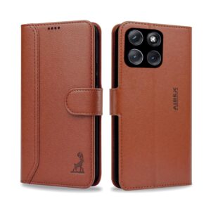 AIBEX ® Compatible for Motorola Egde 70 Fusion 5G Flip Cover Leather Finish | Inside TPU with Card Pockets | Wallet Stand | Complete Protection Flip Case Brown