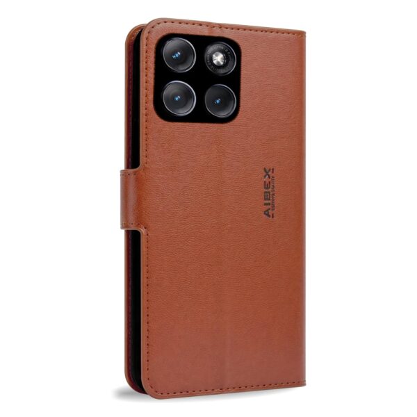 AIBEX ® Compatible for Motorola Egde 70 Fusion 5G Flip Cover Leather Finish | Inside TPU with Card Pockets | Wallet Stand | Complete Protection Flip Case Brown