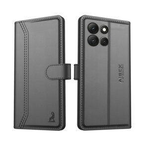 AIBEX ® Compatible for Motorola G57 Power 5G / Motorola G67 Power 5G Flip Cover Leather Finish | Inside TPU with Card Pockets | Wallet Stand | Complete Protection Flip Case Black