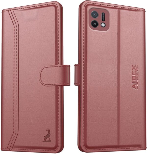 AIBEX ® Compatible for Oppo A16e / Oppo A16K Flip AIBEX ® Compatible for Oppo A16e / Oppo A16K Flip Cover Leather Finish | Inside TPU with Card Pockets | Wallet Stand | Complete Protection Flip Case - Brown