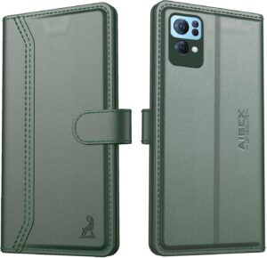 AIBEX ® Compatible for Oppo Reno 7 Pro 5G Flip Cover Leather Finish | Inside TPU with Card Pockets | Wallet Stand | Complete Protection Flip Case - Green