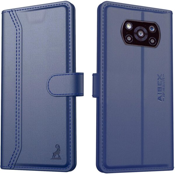 AIBEX ® Compatible for Poco X3 Pro/Poco X3 Flip Cover AIBEX ® Compatible for Poco X3 Pro/Poco X3 Flip Cover Leather Finish | Inside TPU with Card Pockets | Wallet Stand | Complete Protection Flip Case - Blue