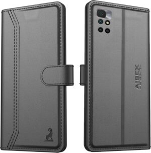 AIBEX ® Compatible for Redmi 10 Prime Flip Cover Leather Finish | Inside TPU with Card Pockets | Wallet Stand | Complete Protection Flip Case - Black