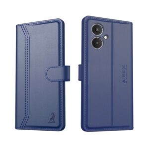 AIBEX ® Compatible for Redmi 13C 5G Flip Cover Leather Finish | Inside TPU with Card Pockets | Wallet Stand | Complete Protection Flip Case - Blue