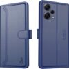 AIBEX ® Compatible for Redmi Note 12 Pro 5G Flip AIBEX ® Compatible for Redmi Note 12 Pro 5G Flip Cover Leather Finish | Inside TPU with Card Pockets | Wallet Stand | Complete Protection Flip Case - Blue
