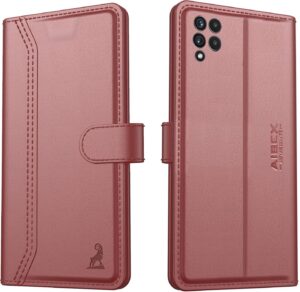 AIBEX ® Compatible for Samsung A22 5G Flip Cover Leather Finish | Inside TPU with Card Pockets | Wallet Stand | Complete Protection Flip Case - Brown