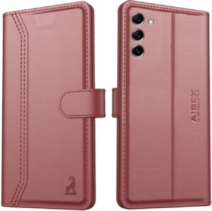 AIBEX ® Compatible for Samsung S21 FE 5G Flip Cover Leather Finish | Inside TPU with Card Pockets | Wallet Stand | Complete Protection Flip Case - Brown