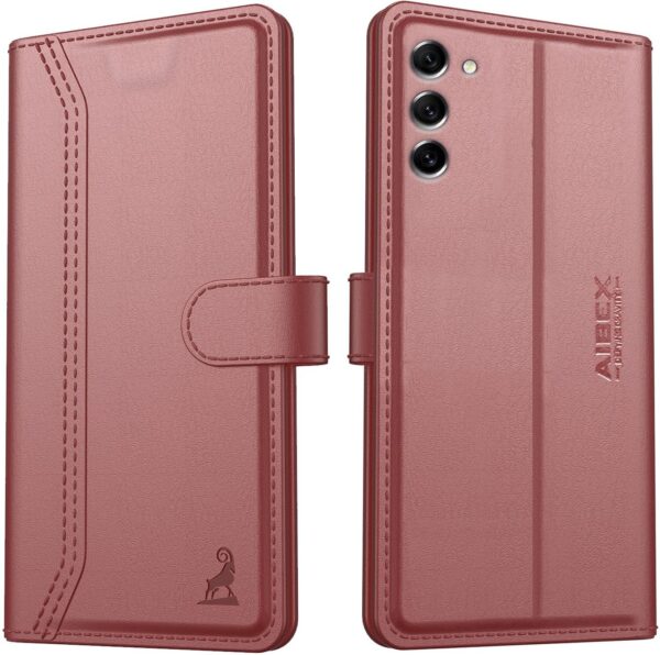 AIBEX ® Compatible for Samsung S21 FE 5G Flip Cover AIBEX ® Compatible for Samsung S21 FE 5G Flip Cover Leather Finish | Inside TPU with Card Pockets | Wallet Stand | Complete Protection Flip Case - Brown